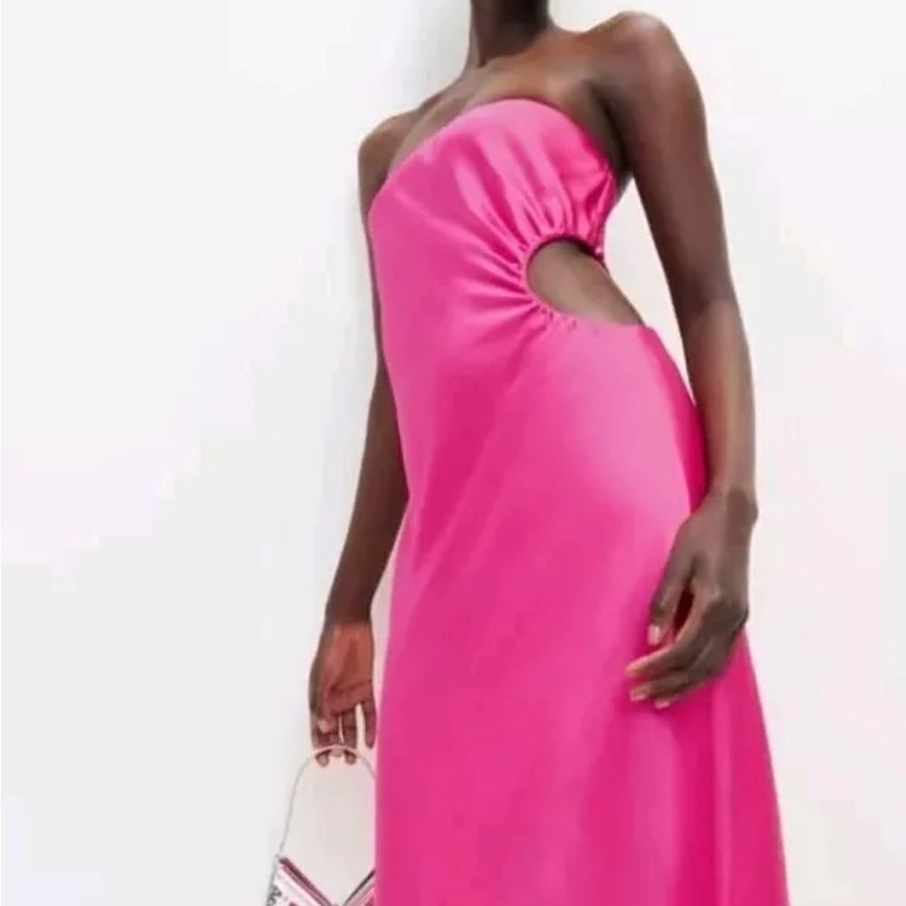 Reformation Nevaeh Strapless Satin Midi Dress $278 NEW